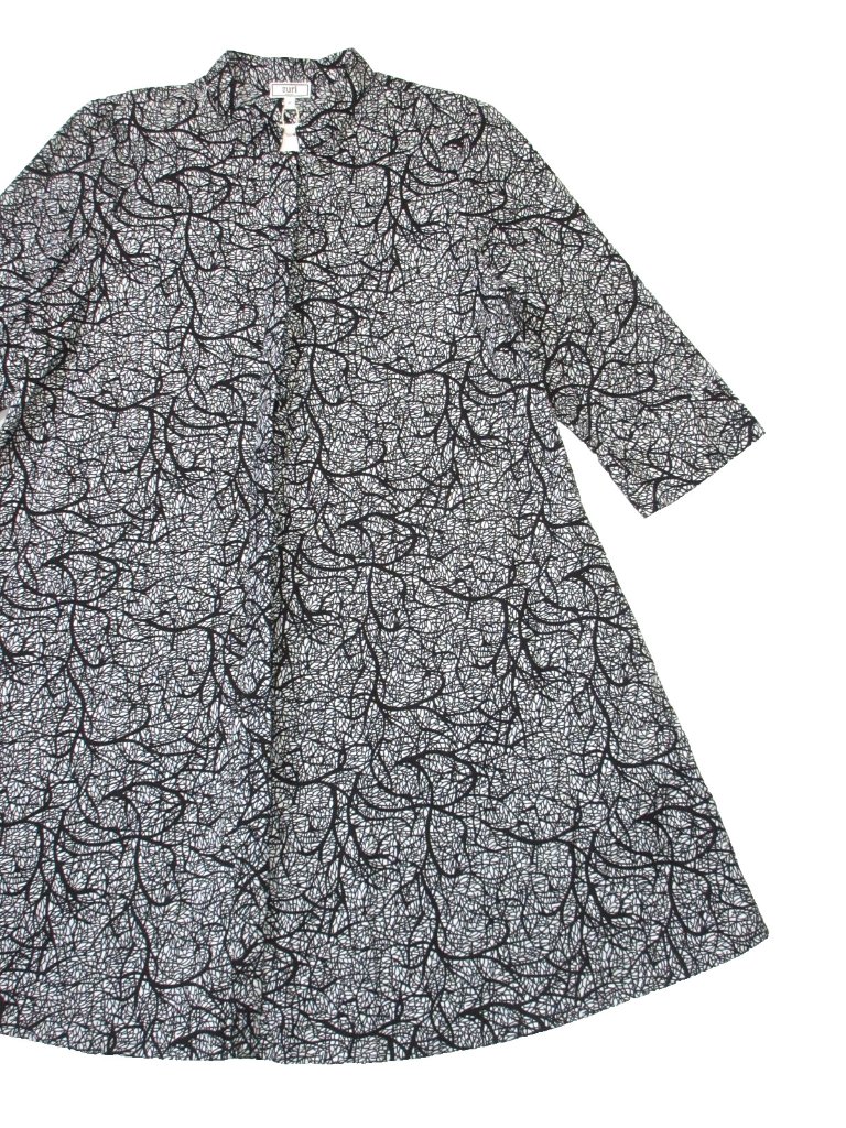 Nwt Zuri Kenya Just One Dress In Canopy Black White Cotton Button Shirtdress M — image 3 of 6